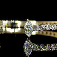 14K Yellow Gold Open Bangle Bracelet with North-South Marquise Cut and Brilliant Cut Lab Diamonds - 4.32 Carats Total Diamond Weight - Covaloro Fine Jewelry