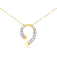 14K Yellow Gold Open Circle Pendant Necklace with Prong-Set Round Diamonds - 0.50 Carat Total Diamond Weight - Royal Jewelry