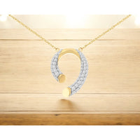 14K Yellow Gold Open Circle Pendant Necklace with Prong-Set Round Diamonds - 0.50 Carat Total Diamond Weight - Royal Jewelry