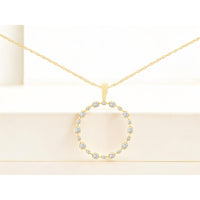 14K Yellow Gold Open Circle Pendant with Prong-Set Round Brilliant Diamonds - 0.25 Carat Total Diamond Weight - Royal Jewelry