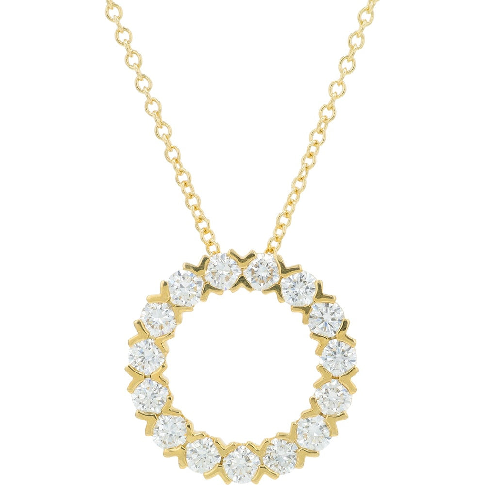 14K Yellow Gold Open Circle Pendant with Shared-Prong Set Round Lab-Grown Diamonds - 1.00 Carat Total Diamond Weight