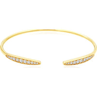 14K Yellow Gold Open Cuff Bangle with Pavé Set Round Diamonds - 0.50 Carat Total Weight - Royal Jewelry