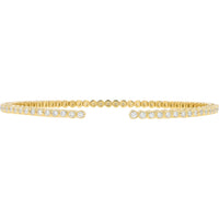 14K Yellow Gold Open Cuff Bracelet with Bezel-Set Round Lab Grown Diamonds - 1.75 Carat Total Diamond Weight