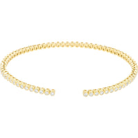 14K Yellow Gold Open Cuff Bracelet with Bezel-Set Round Lab Grown Diamonds - 1.75 Carat Total Diamond Weight
