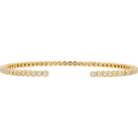 14K Yellow Gold Open Cuff Bracelet with Bezel-Set Round Lab Grown Diamonds - 1.75 Carat Total Diamond Weight