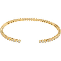 14K Yellow Gold Open Cuff Bracelet with Bezel-Set Round Lab Grown Diamonds - 1.75 Carat Total Diamond Weight
