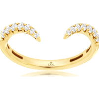 14K Yellow Gold Open Cuff Ring with 0.25 Carat Round Brilliant Cut Diamonds in Prong Settings - Royal Jewelry