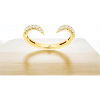 14K Yellow Gold Open Cuff Ring with 0.25 Carat Round Brilliant Cut Diamonds in Prong Settings - Royal Jewelry