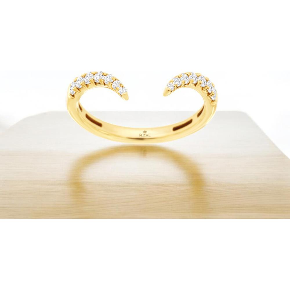 14K Yellow Gold Open Cuff Ring with 0.25 Carat Round Brilliant Cut Diamonds in Prong Settings - Royal Jewelry