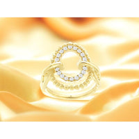14K Yellow Gold Open-Design Ring with Pave-Set Round Diamonds - 0.28 Carat Total Diamond Weight - Royal Jewelry
