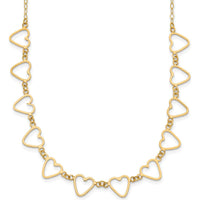 14K Yellow Gold Open Flat Hearts Necklace with 2" Extender by 0