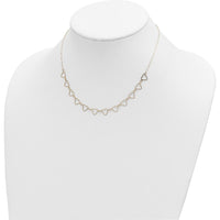 14K Yellow Gold Open Flat Hearts Necklace with 2" Extender by 0