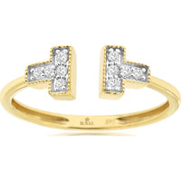 14K Yellow Gold Open Geometric Ring with Milgrain-Style Round Diamond Accents - 0.10 Carat Total Diamond Weight - Royal Jewelry