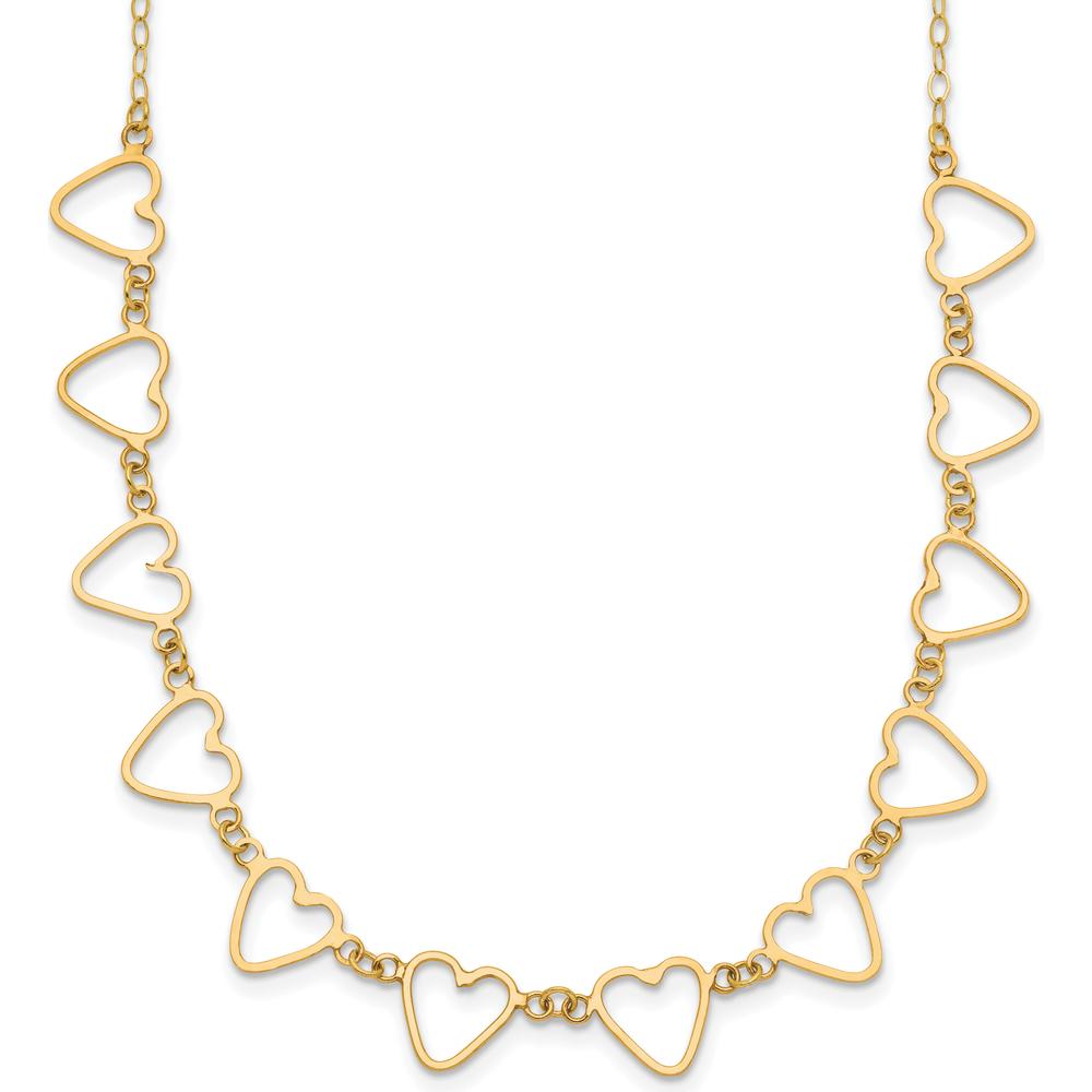 14K Yellow Gold Open Heart 18" Necklace with 2" Extender by 0