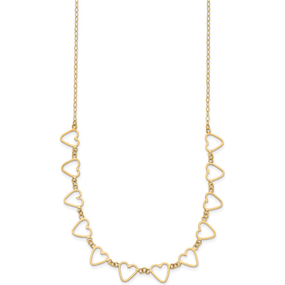 14K Yellow Gold Open Heart 18" Necklace with 2" Extender by 0
