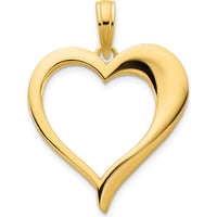 14K Yellow Gold Open Heart Pendant Necklace - Polished Finish, 20mm Length by Oro Pregiato