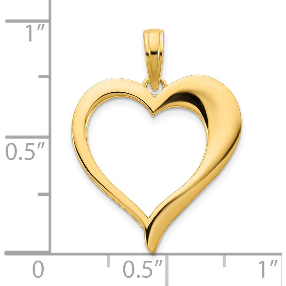14K Yellow Gold Open Heart Pendant Necklace - Polished Finish, 20mm Length by Oro Pregiato