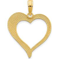 14K Yellow Gold Open Heart Pendant Necklace - Polished Finish, 20mm Length by Oro Pregiato