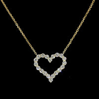 14K Yellow Gold Open Heart Pendant with 20 Prong-Set Round Lab Diamonds - 0.92 Carat Total Diamond Weight - Covaloro Fine Jewelry