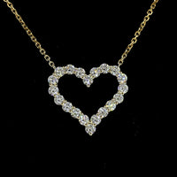 14K Yellow Gold Open Heart Pendant with 20 Prong-Set Round Lab Diamonds - 0.92 Carat Total Diamond Weight - Covaloro Fine Jewelry