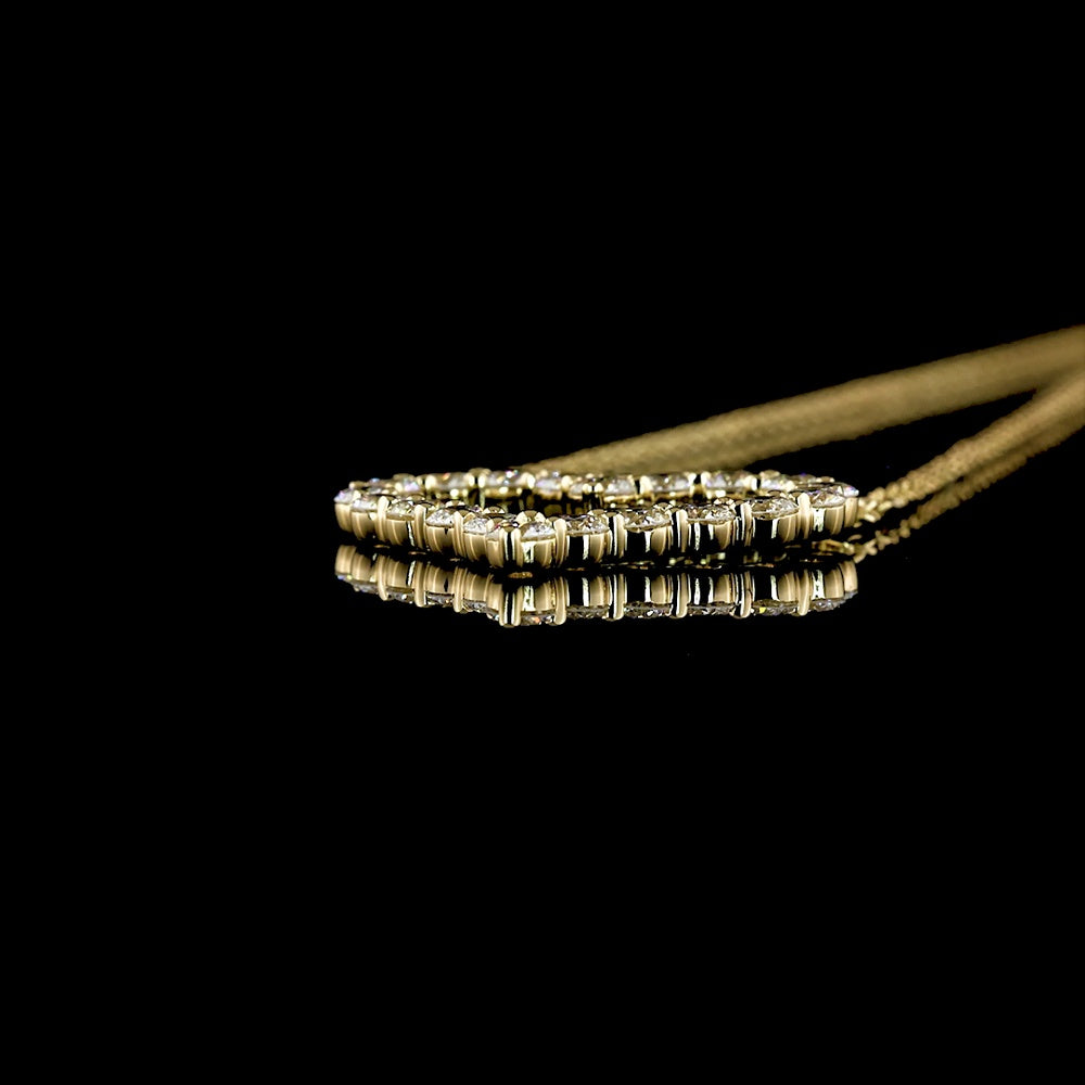 14K Yellow Gold Open Heart Pendant with 20 Prong-Set Round Lab Diamonds - 0.92 Carat Total Diamond Weight - Covaloro Fine Jewelry