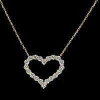 14K Yellow Gold Open Heart Pendant with Brilliant Round Cut Lab Diamonds - 1.94 Carat Total Diamond Weight - Covaloro Fine Jewelry