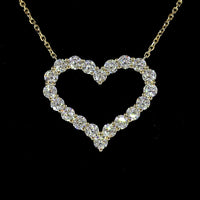 14K Yellow Gold Open Heart Pendant with Brilliant Round Cut Lab Diamonds - 1.94 Carat Total Diamond Weight - Covaloro Fine Jewelry