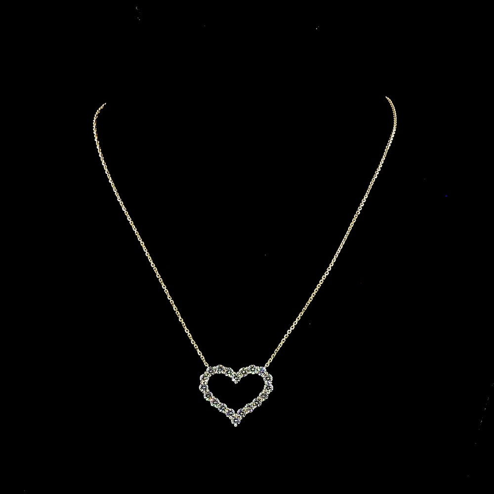 14K Yellow Gold Open Heart Pendant with Brilliant Round Cut Lab Diamonds - 1.94 Carat Total Diamond Weight - Covaloro Fine Jewelry