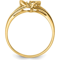 14K Yellow Gold Open Heart Ring Mounting for 4.5mm Pearl and Diamond Accent by Oro Pregiato