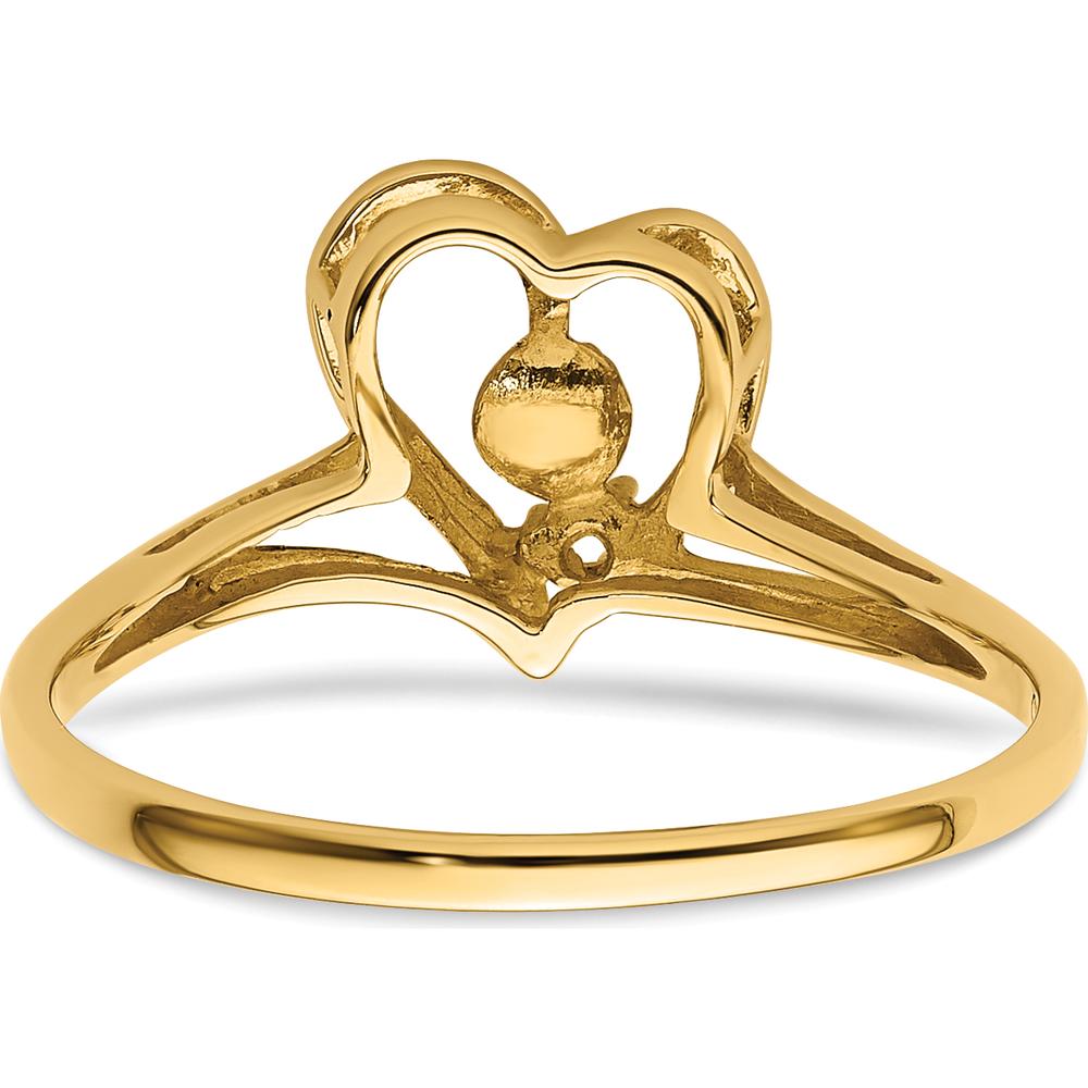 14K Yellow Gold Open Heart Ring Mounting for 4.5mm Pearl and Diamond Accent by Oro Pregiato