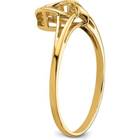 14K Yellow Gold Open Heart Ring Mounting for 4.5mm Pearl and Diamond Accent by Oro Pregiato