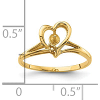 14K Yellow Gold Open Heart Ring Mounting for 4.5mm Pearl and Diamond Accent by Oro Pregiato