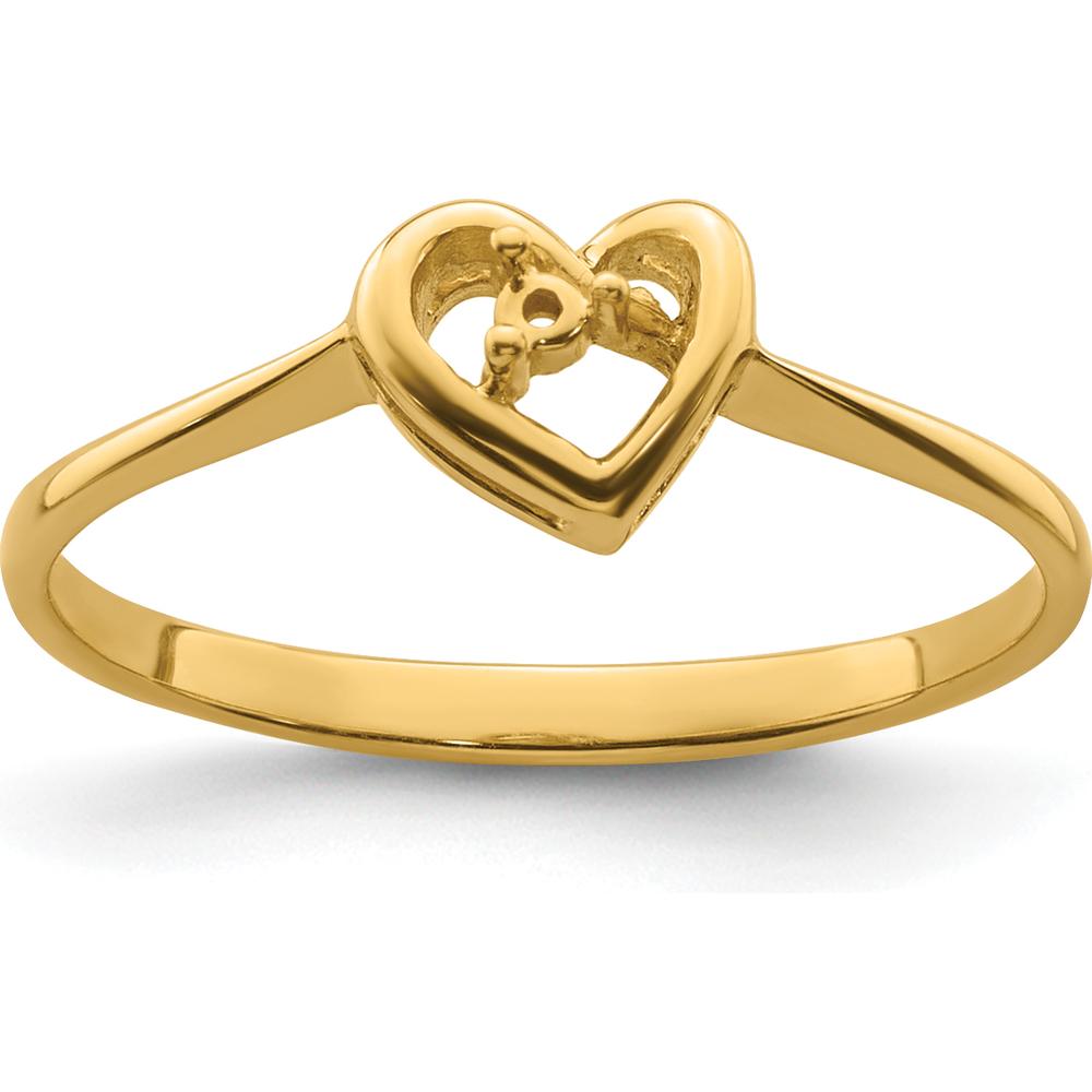 14K Yellow Gold Open Heart Ring Mounting with 7mm Polished Heart Top by Oro Pregiato