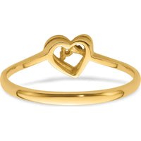 14K Yellow Gold Open Heart Ring Mounting with 7mm Polished Heart Top by Oro Pregiato