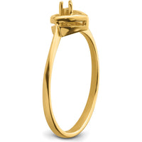 14K Yellow Gold Open Heart Ring Mounting with 7mm Polished Heart Top by Oro Pregiato