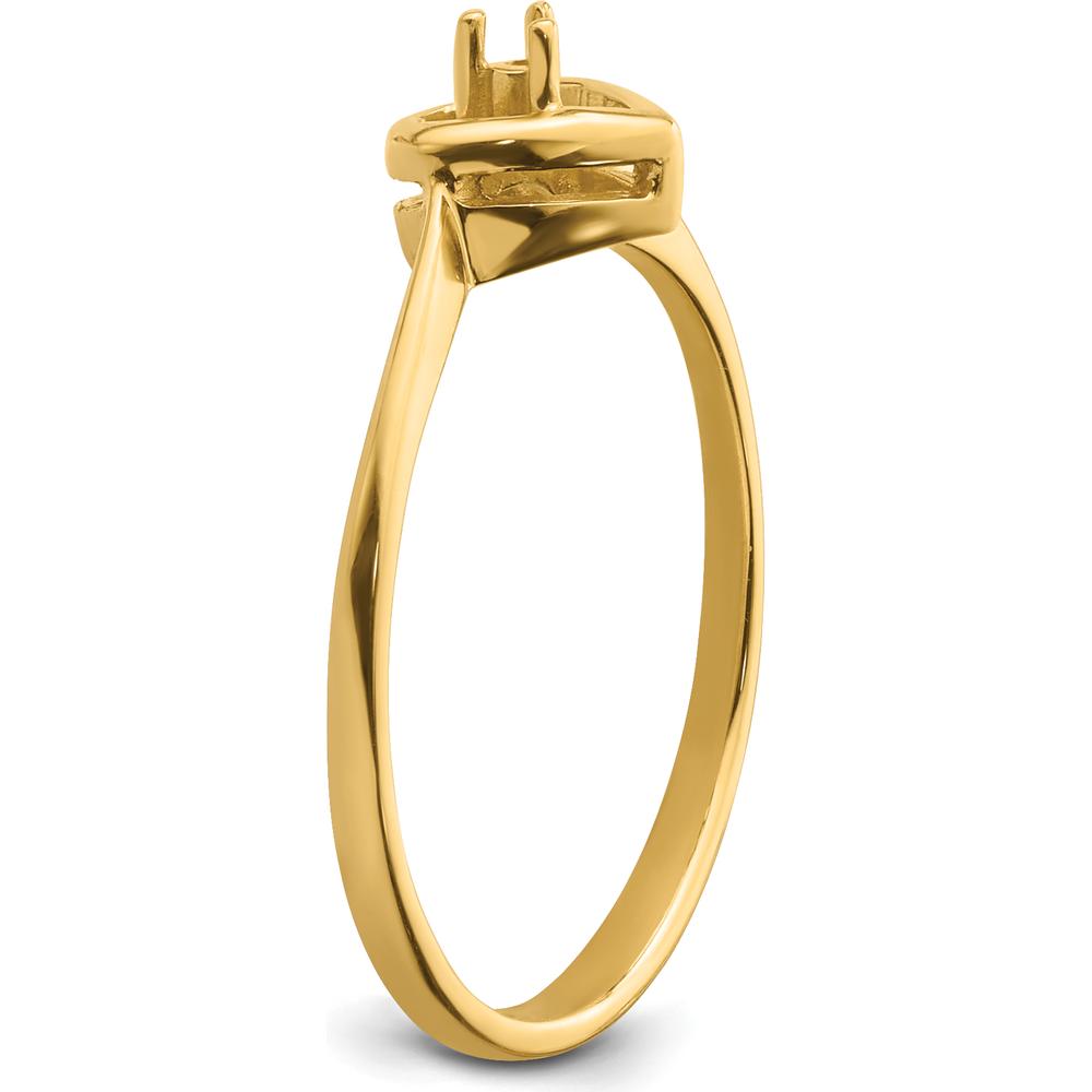 14K Yellow Gold Open Heart Ring Mounting with 7mm Polished Heart Top by Oro Pregiato