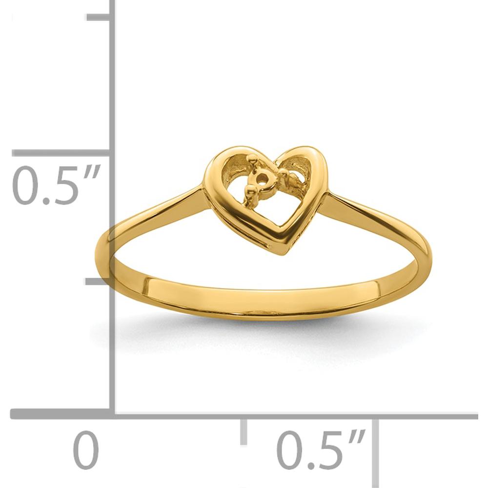 14K Yellow Gold Open Heart Ring Mounting with 7mm Polished Heart Top by Oro Pregiato