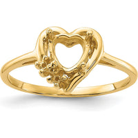 14K Yellow Gold Open Heart Ring Mounting with Beaded Detailing - 10mm Design by Monteluci Fine Jewelry