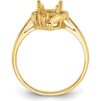 14K Yellow Gold Open Heart Ring Mounting with Beaded Detailing - 10mm Design by Monteluci Fine Jewelry