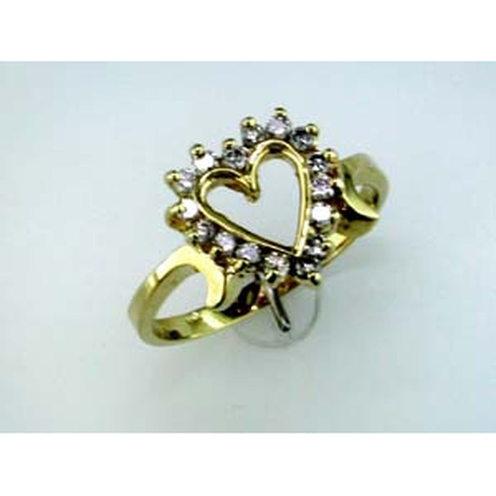 14K Yellow Gold Open Heart Ring with Prong-Set Round Brilliant Diamonds - 0.35 Carat Total Diamond Weight - Royal Jewelry
