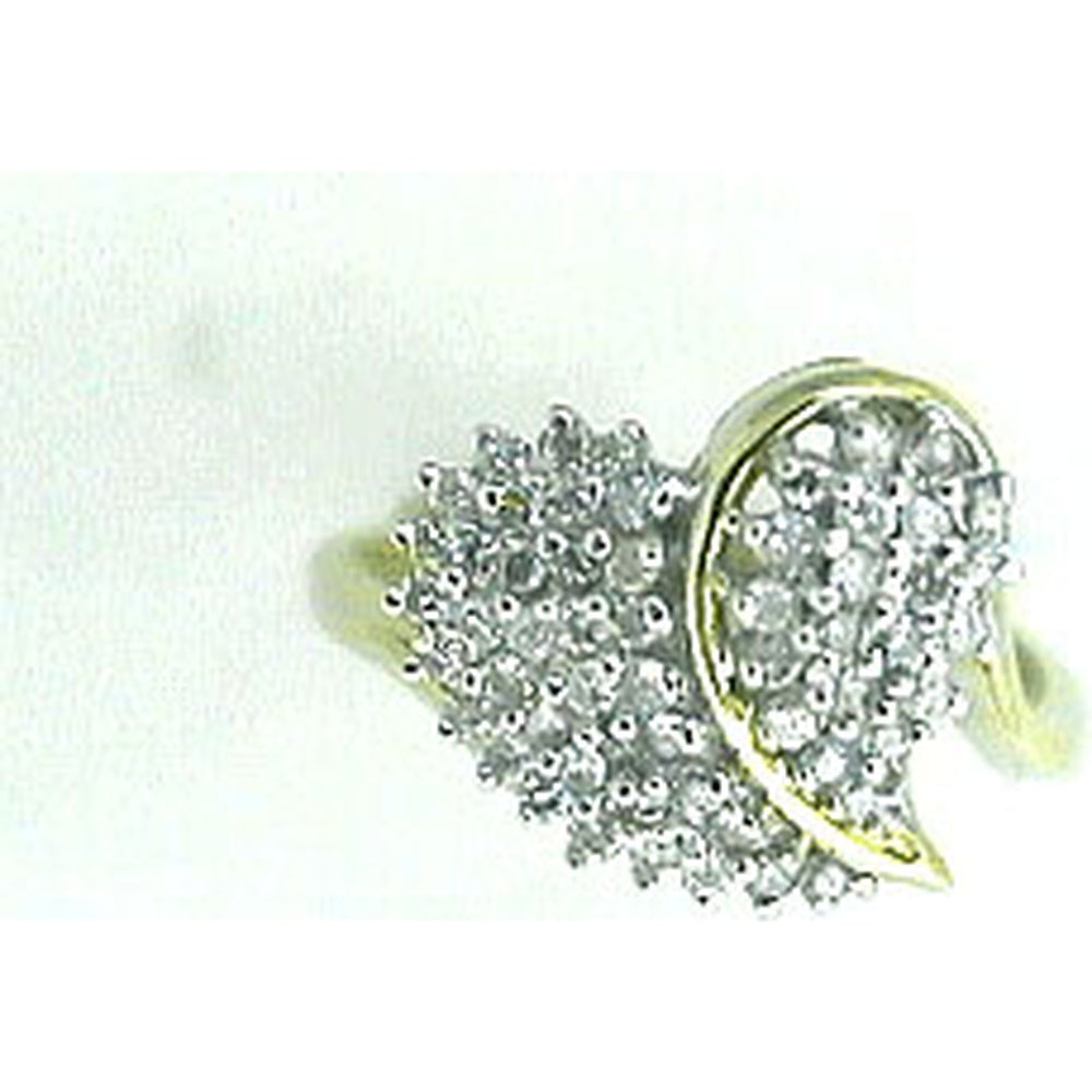 14K Yellow Gold Open Heart Ring with Prong-Set Round Cut Diamonds - 0.50 Carat Total Diamond Weight - Royal Jewelry