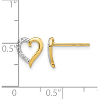 14K Yellow Gold Open Heart Stud Earrings with Pavé Set Round Diamonds - 0.06 Carat Total Diamond Weight by Monteluci Fine Jewelry