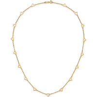 14K Yellow Gold Open Hearts Station Necklace with Polished Finish - 24" Length by 0
