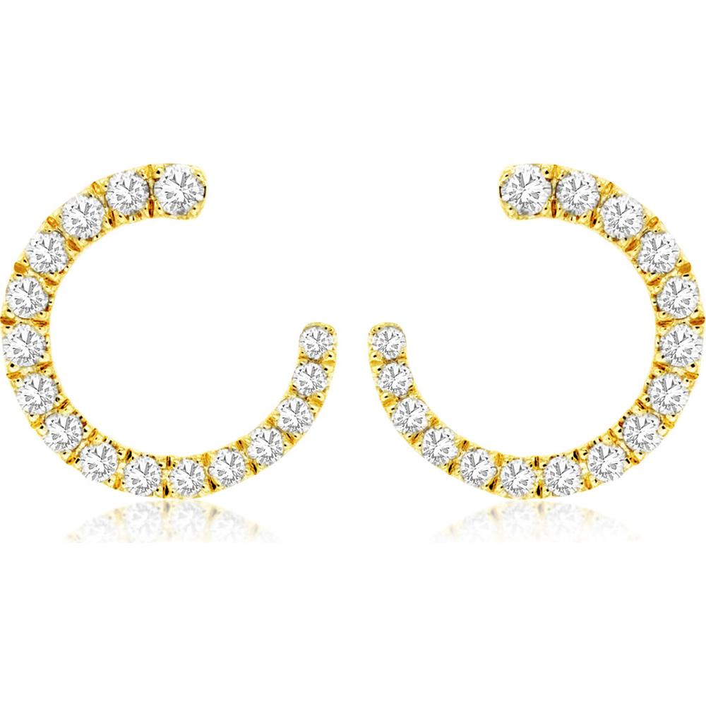 14K Yellow Gold Open Hoop Earrings with Round Brilliant Diamonds – 0.75 Carat Total Diamond Weight - Royal Jewelry