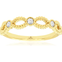 14K Yellow Gold Open Lattice Wedding Band with Bezel-Set Round Diamonds - 0.20 Carat Total Diamond Weight - Royal Jewelry