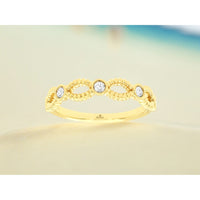 14K Yellow Gold Open Lattice Wedding Band with Bezel-Set Round Diamonds - 0.20 Carat Total Diamond Weight - Royal Jewelry