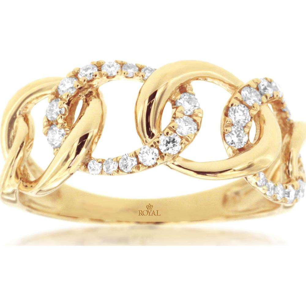 14K Yellow Gold Open Link Diamond Wedding Band with Round Diamonds - 0.33 Carat Total Diamond Weight - Royal Jewelry