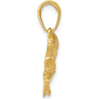 14K Yellow Gold Open Mouthed Bass Fish Pendant by Oro Pregiato