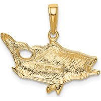 14K Yellow Gold Open Mouthed Bass Fish Pendant by Oro Pregiato