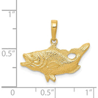 14K Yellow Gold Open Mouthed Bass Fish Pendant by Oro Pregiato